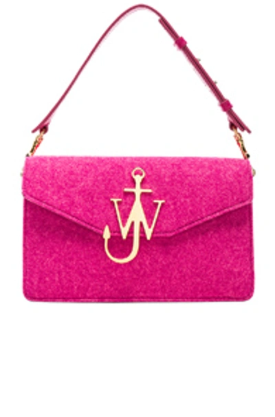 Jw Anderson Fuchsia Felt And Leather Shoulder Bag In Pink/purple