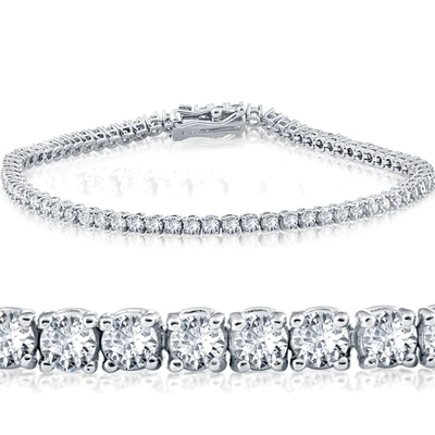 Pompeii3 3 Carat Round Cut Lab Grown Diamond Tennis Bracelet In 14k White Gold 7" In Multi