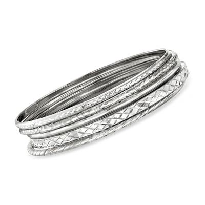 Ross-simons Sterling Silver Jewelry Set: 5 Bangle Bracelets In Multi