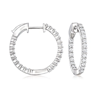 Ross-simons Lab-grown Diamond Inside-outside Hoop Earrings In Sterling Silver In White