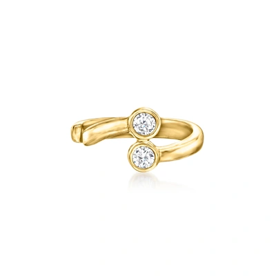 Rs Pure By Ross-simons Diamond-accented 2-stone Ear Cuff In 14kt Yellow Gold In White
