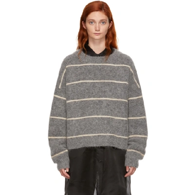 Acne Studios Mohair Striped Sweater Grey/beige | ModeSens