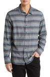 Travismathew Cloud Flannel Button-up Shirt In Black/ Stellar Blue