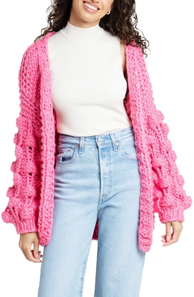 Saachi Pompom Knit Cardigan In Pink