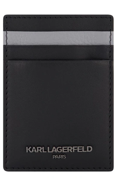 Karl Lagerfeld Leather Credit Cardholder In Black