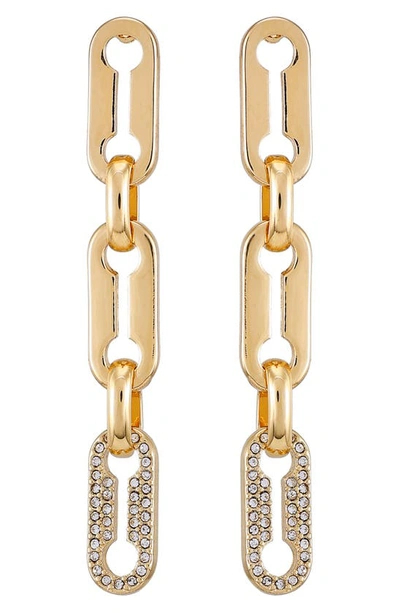 Vince Camuto Pavé Crystal Link Drop Earrings In Gold Tone