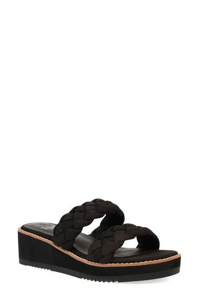 Eileen Fisher Loop-2 Braid Wedge Sandal In Black