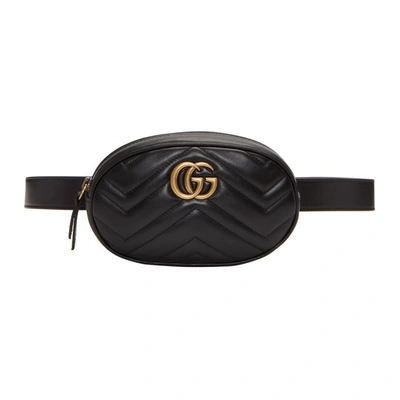 Gucci Black Gg Marmont 2.0 Belt Pouch In 1000 Black