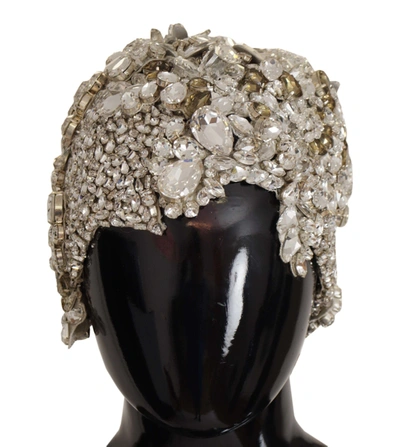 Dolce & Gabbana Elegant Crystal-encrusted Cloche Women's Hat In Silver