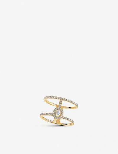 Messika Glam'azone 2 Rows 18ct Yellow-gold And Pavé Diamond Ring