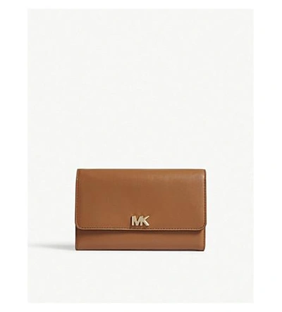 Michael Michael Kors Logo Leather Carryall Wallet In Acorn