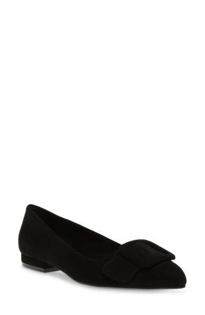 Anne Klein Kalea Pointy Toe Flat In Black Suede