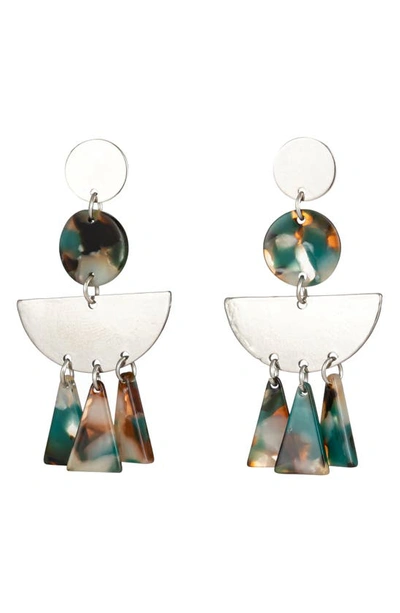 Eye Candy Los Angeles Isabella Acrylic Fringe Drop Earrings In Green