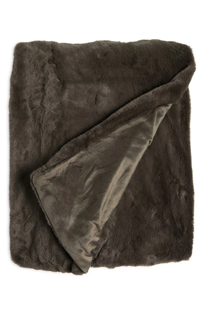 Northpoint Reversible Faux Fur Throw Blanket In Taupe