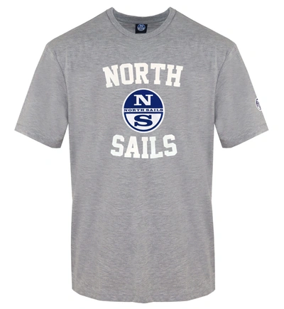 North Sails Chic Gray Crewneck Tee With Front Men's Print