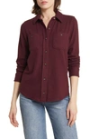 Faherty Legend Knit Button-up Shirt In Burgundy Twill
