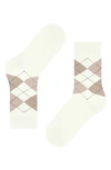 Falke Argyle Organic Cotton Blend Crew Socks In Off-white