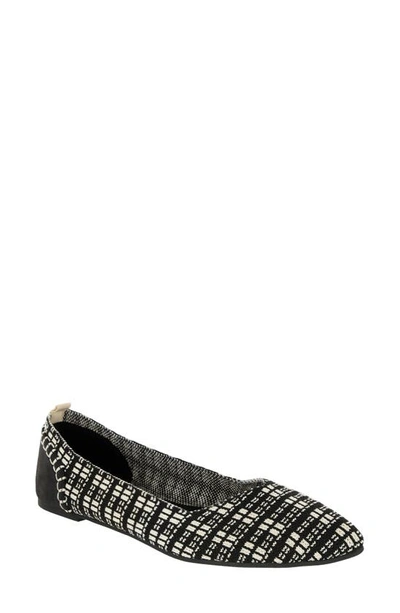 Mia Lissy Knit Ballet Flat In Black/bone