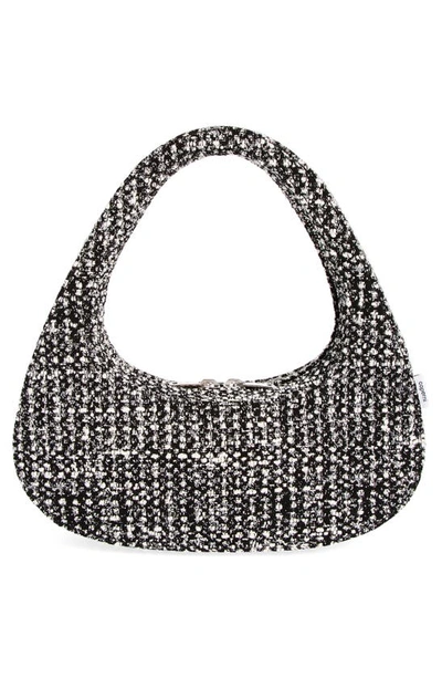 Coperni Baguette Swipe Tweed Handbag In Black