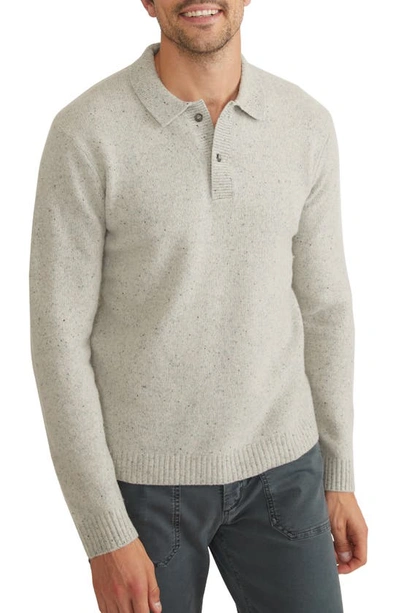 Marine Layer Henry Merino Wool Polo Sweater In Natural Neps