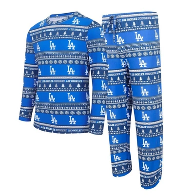 Concepts Sport Men's  Royal Los Angeles Dodgers Knit Ugly Sweater Long Sleeve Top And Pants Set
