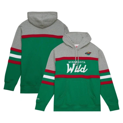 Mitchell & Ness Men's  Green, Gray Minnesota Wild Head Coach Pullover Hoodie In Green,gray