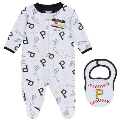 Wear By Erin Andrews Babies' Newborn & Infant  White Pittsburgh Pirates Sleep & Play Full-zip Footed Jumper W In Black