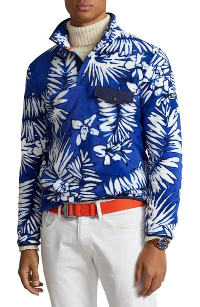 Polo Ralph Lauren Palm Frond Fleece Pullover In Blue