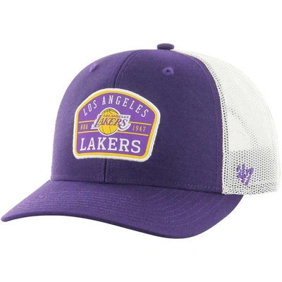 47 ' Purple Los Angeles Lakers Semi Patch Trucker Adjustable Hat