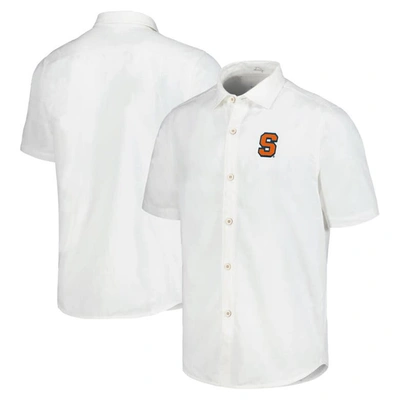 Tommy Bahama White Syracuse Orange Coconut Point Palm Vista Islandzone Camp Button-up Shirt