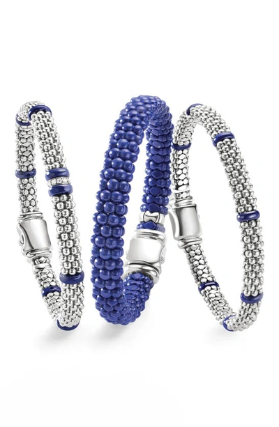 Lagos Set Of 3 Rope Bracelets In Silver Blue
