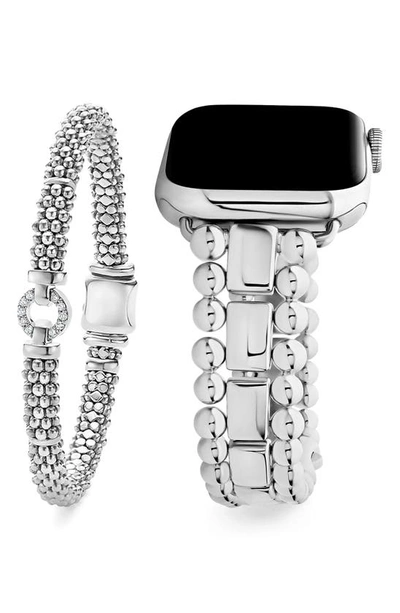 Lagos Smart Caviar Apple Watch® Watchband & Rope Bracelet Set In Silver