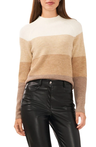 Halogen Funnel Neck Sweater In Sandy Heather