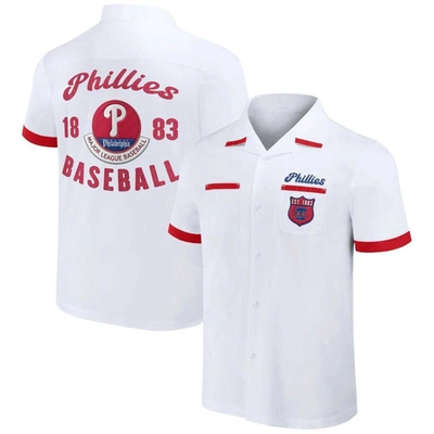 Darius Rucker Collection By Fanatics White Philadelphia Phillies Bowling Button-up Shirt