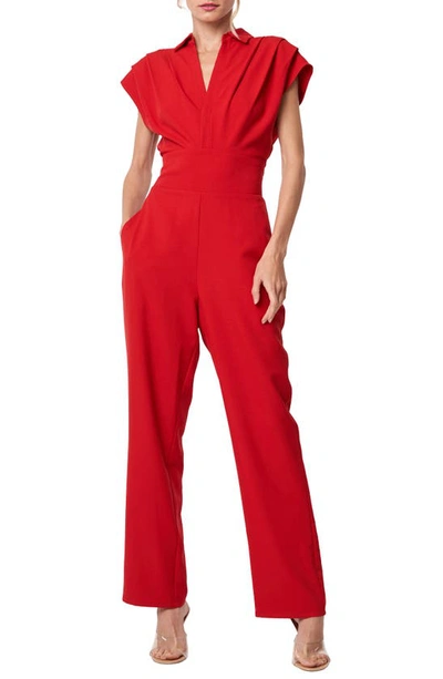 Ciebon Laura Straight Leg Crepe Jumpsuit In Red