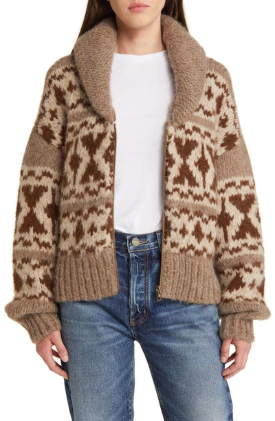 Frame Cowichon Zip-up Sweater In Oatmeal Multi