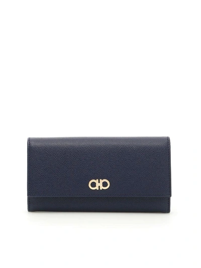 Ferragamo Gancini Continental Wallet In Mirto|blu