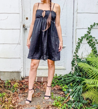 Sadie & Sage Silky Empire Waist Slip Dress In Black In Blue | ModeSens