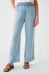 Faherty Dream Cotton Gauze Wide Leg Pant In Light Indigo Wash In Blue