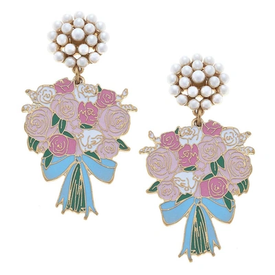 Canvas Style Women's Laney Enamel Cluster Earrings In Pink/blue