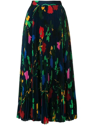 Msgm Printed Pleated Skirt In Multicolor