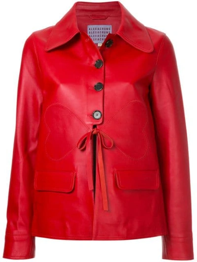 Alexa Chung Heart-patch Leather Jacket In Red