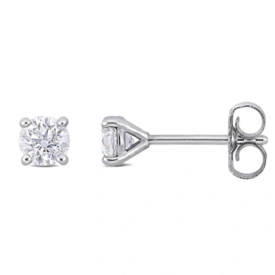 Mimi & Max 1/2ct Tdw Lab-grown Diamond Stud Earrings In 14k White Gold In Silver