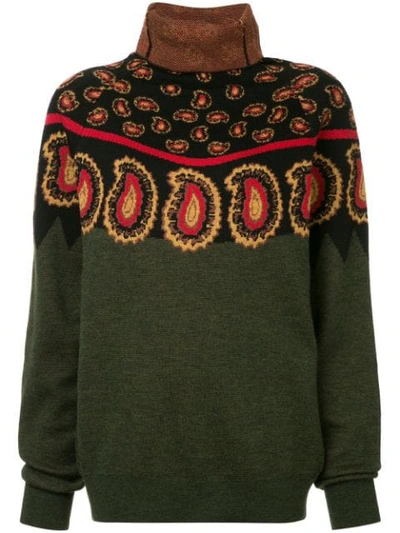 Toga Wool Jacquard High Neck Sweater In Black