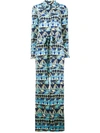 La Doublej Printed Sablè Satin Jumpsuit In Umbrellas Blu