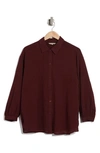 Max Studio Grid Textured Long Sleeve Button-up Shirt In Wine
