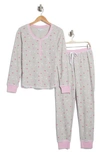 Splendid Cozy Thermal Pajamas In Grey Heather Sweetheart