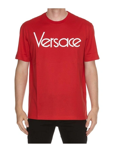 Versace Logo Vintage T-shirt In Rosso