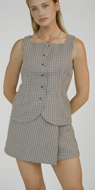 Ciao Lucia Amira Top Tweed In Gray