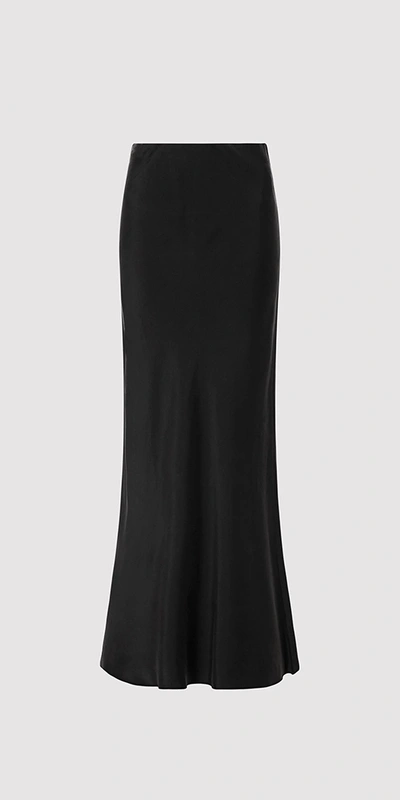 St. Agni Bias Slip Skirt In Black